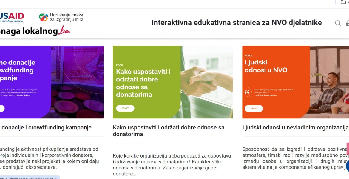 Pokrenuta interaktivna edukativna stranica za NVO djelatnike